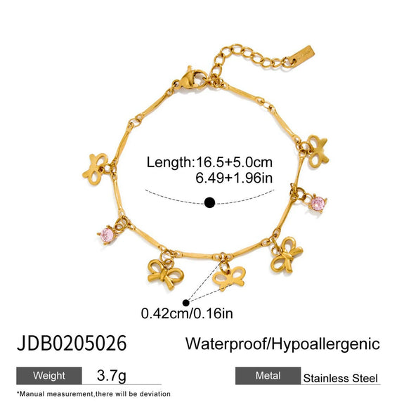 Wholesale Jewelry Stainless Steel Geometric Bow Heart Cross Electroplated Bracelet