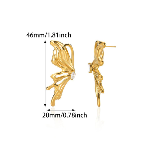 Wholesale Jewelry Stainless Steel Geometric Bow Pearl Ring And Earrings With Electroplating