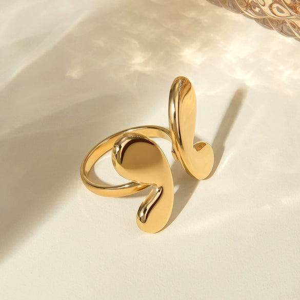 Wholesale Jewelry Stainless Steel Geometric Butterfly Open Ring For Women With Electroplating