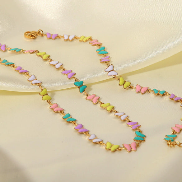 Wholesale Jewelry Stainless Steel Geometric Butterfly Pendant Necklace With Electroplating