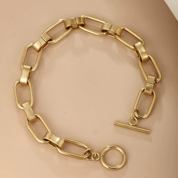 Wholesale Jewelry Stainless Steel Geometric Chain Bracelet For Women Electroplated Hip Hop Fashion