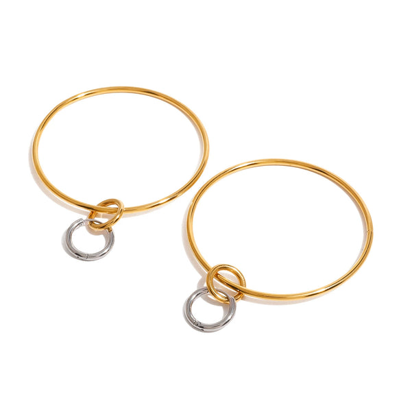 Wholesale Jewelry Stainless Steel Geometric Circle Earrings Electroplated For Women