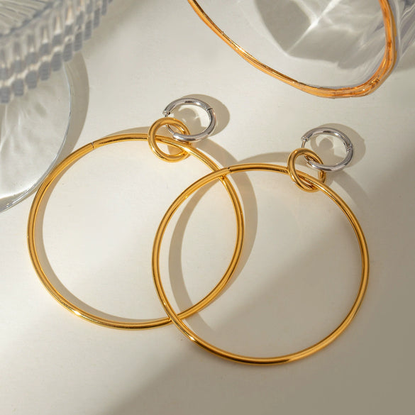 Wholesale Jewelry Stainless Steel Geometric Circle Earrings Electroplated For Women