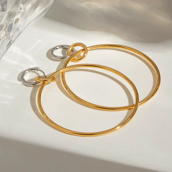 Wholesale Jewelry Stainless Steel Geometric Circle Earrings Electroplated For Women