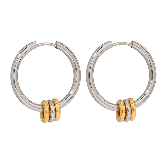 Wholesale Jewelry Stainless Steel Geometric Circle Earrings Electroplated