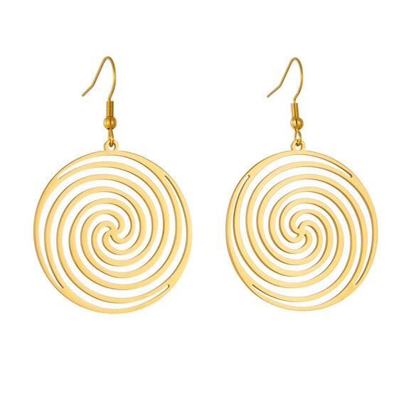 Wholesale Jewelry Stainless Steel Geometric Circle Pendant Earrings Gold Plated