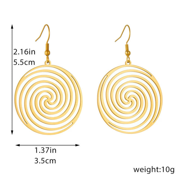 Wholesale Jewelry Stainless Steel Geometric Circle Pendant Earrings Gold Plated
