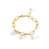 Wholesale Jewelry Stainless Steel Geometric Cross Chain Bracelet With Pearl Pendant Electroplated