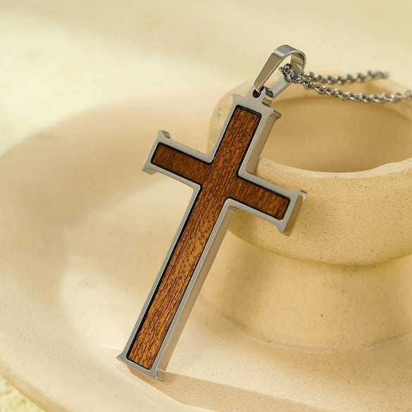 Wholesale Jewelry Stainless Steel Geometric Crossshaped Punk Retro Minimalist Electroplated Necklace