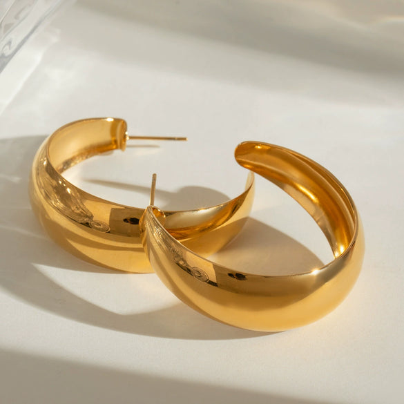 Wholesale Jewelry Stainless Steel Geometric Cshaped Electroplated Earrings