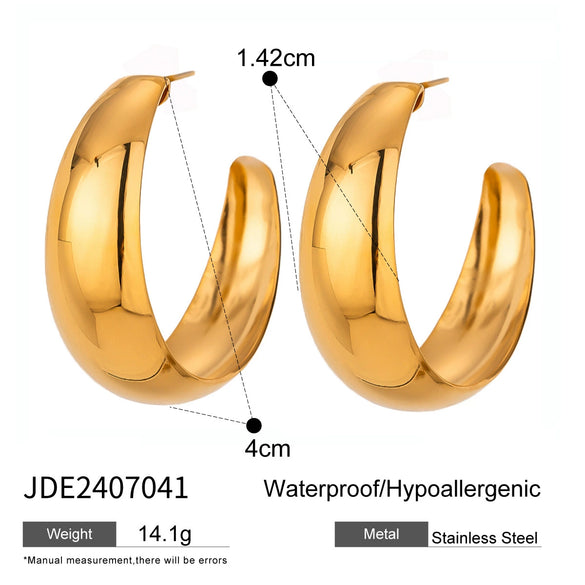 Wholesale Jewelry Stainless Steel Geometric Cshaped Electroplated Earrings