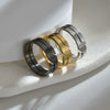 Wholesale Jewelry Stainless Steel Geometric Cut Out Vacuum Electroplated Couple Ring