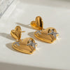 Wholesale Jewelry Stainless Steel Geometric Double Layer Love Earrings With Electroplating