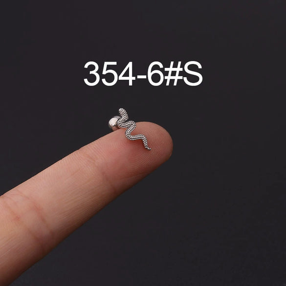 Wholesale Jewelry Stainless Steel Geometric Electroplated Ear Bone Nail Zircon Puncture Earrings Screw Ball Earrings