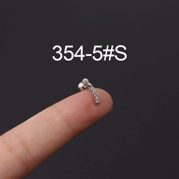 Wholesale Jewelry Stainless Steel Geometric Electroplated Ear Bone Nail Zircon Puncture Earrings Screw Ball Earrings