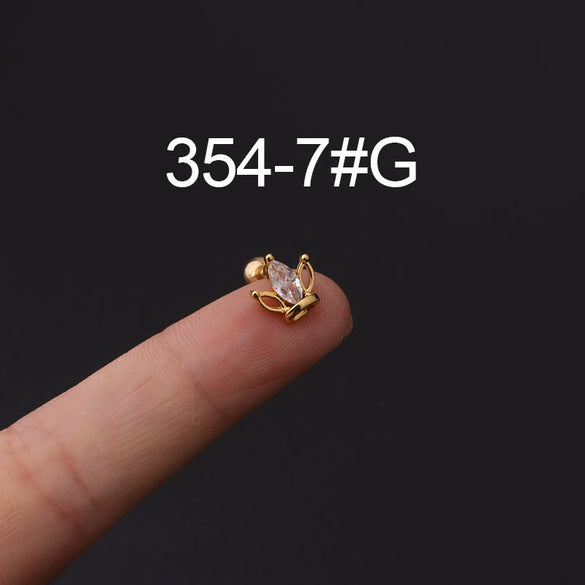 Wholesale Jewelry Stainless Steel Geometric Electroplated Ear Bone Nail Zircon Puncture Earrings Screw Ball Earrings
