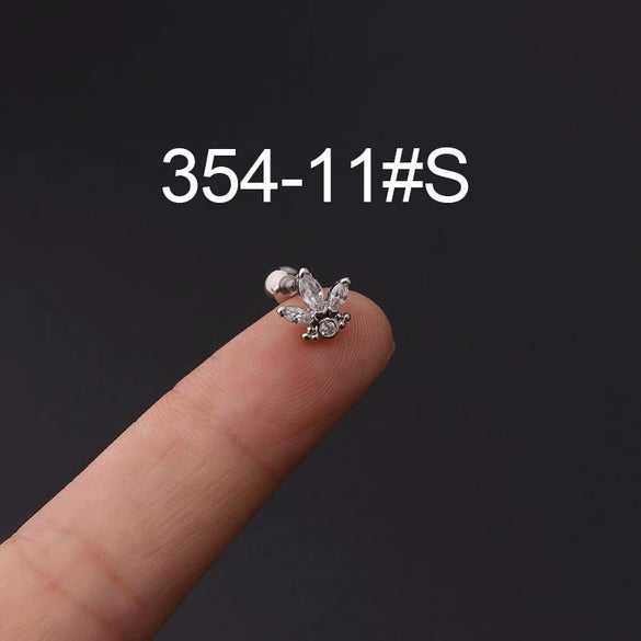 Wholesale Jewelry Stainless Steel Geometric Electroplated Ear Bone Nail Zircon Puncture Earrings Screw Ball Earrings