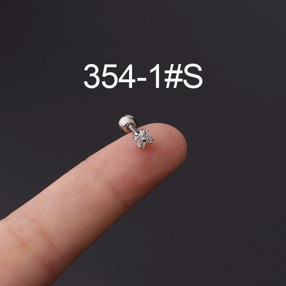 Wholesale Jewelry Stainless Steel Geometric Electroplated Ear Bone Nail Zircon Puncture Earrings Screw Ball Earrings