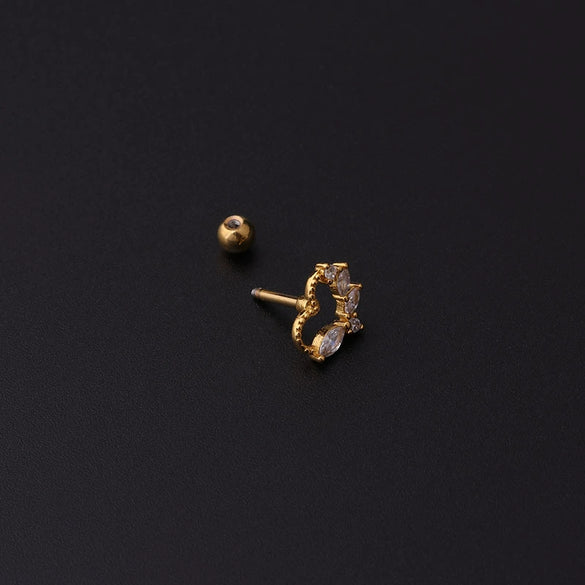 Wholesale Jewelry Stainless Steel Geometric Electroplated Ear Bone Nail Zircon Puncture Earrings Screw Ball Earrings