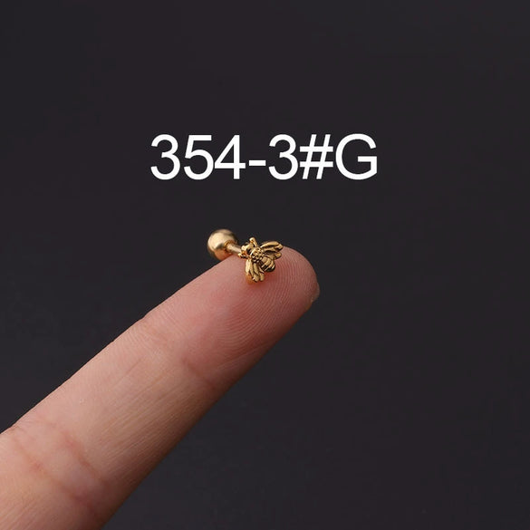 Wholesale Jewelry Stainless Steel Geometric Electroplated Ear Bone Nail Zircon Puncture Earrings Screw Ball Earrings