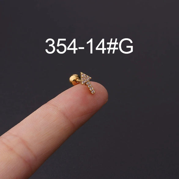 Wholesale Jewelry Stainless Steel Geometric Electroplated Ear Bone Nail Zircon Puncture Earrings Screw Ball Earrings