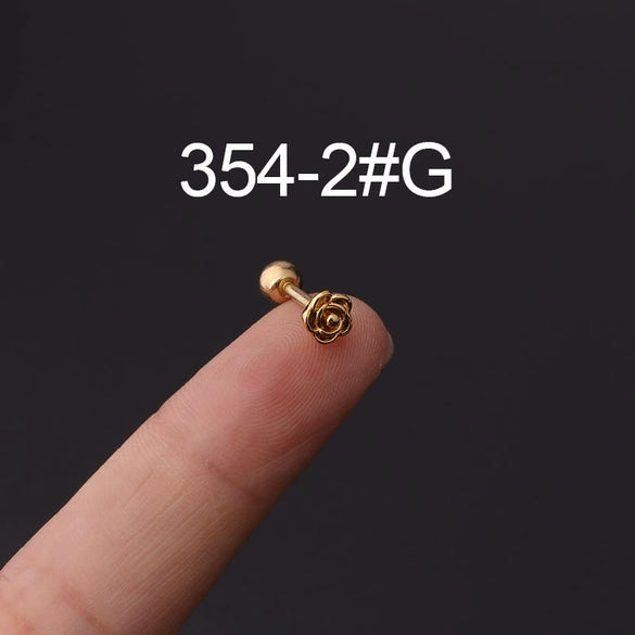 Wholesale Jewelry Stainless Steel Geometric Electroplated Ear Bone Nail Zircon Puncture Earrings Screw Ball Earrings