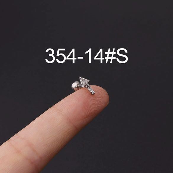 Wholesale Jewelry Stainless Steel Geometric Electroplated Ear Bone Nail Zircon Puncture Earrings Screw Ball Earrings