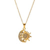 Wholesale Jewelry Stainless Steel Geometric Electroplated Moon Sun God Pendant Necklace For Women