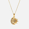 Wholesale Jewelry Stainless Steel Geometric Electroplated Moon Sun God Pendant Necklace For Women