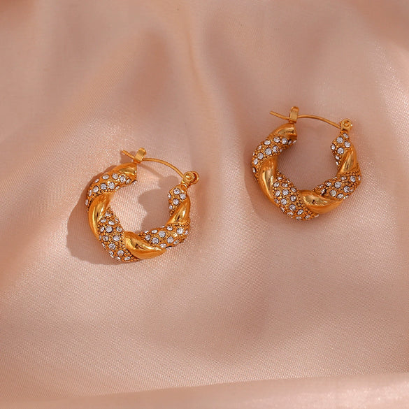 Wholesale Jewelry Stainless Steel Geometric Electroplated Twist Earrings