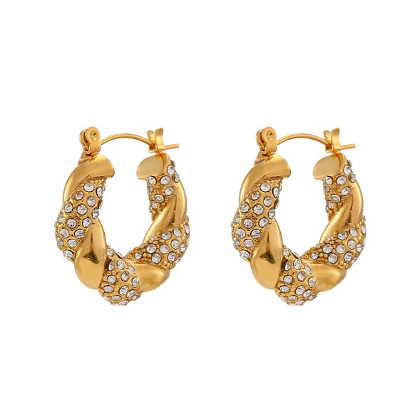 Wholesale Jewelry Stainless Steel Geometric Electroplated Twist Earrings