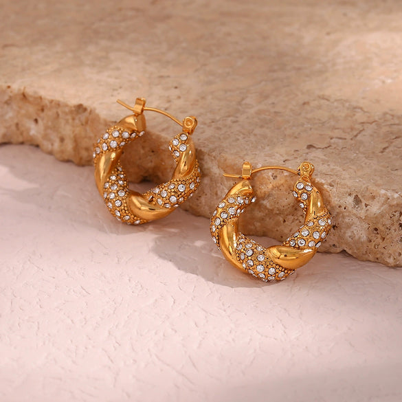 Wholesale Jewelry Stainless Steel Geometric Electroplated Twist Earrings