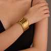 Wholesale Jewelry Stainless Steel Geometric Electroplated Wide Bracelet For Women