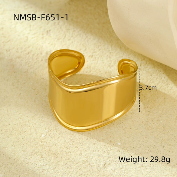 Wholesale Jewelry Stainless Steel Geometric Electroplated Wide Bracelet For Women