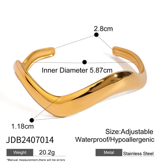 Wholesale Jewelry Stainless Steel Geometric Electroplating Fashion Wave Irregular Bracelet For Women