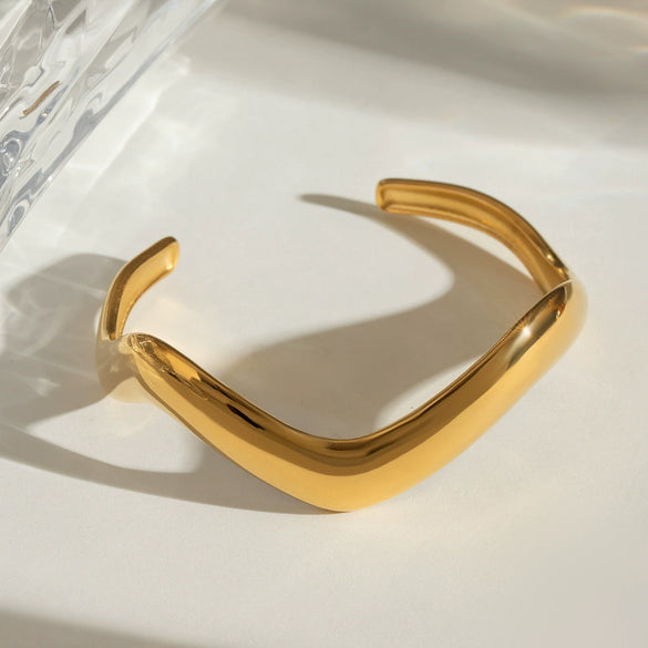 Wholesale Jewelry Stainless Steel Geometric Electroplating Fashion Wave Irregular Bracelet For Women