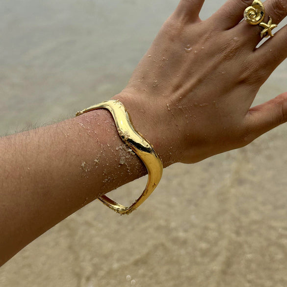 Wholesale Jewelry Stainless Steel Geometric Electroplating Fashion Wave Irregular Bracelet For Women