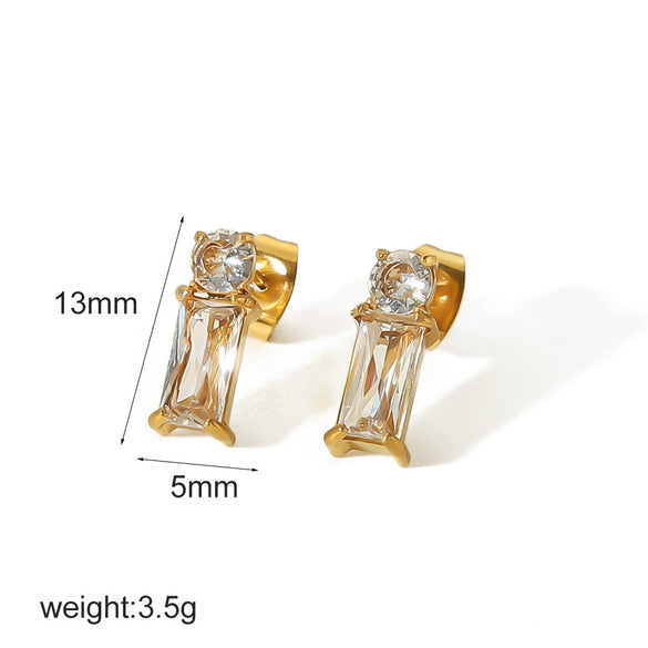 Wholesale Jewelry Stainless Steel Geometric Electroplating Square Earrings Set For Women