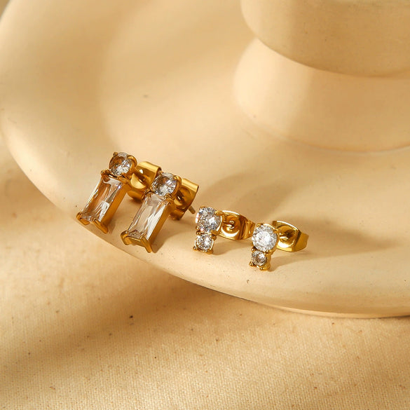 Wholesale Jewelry Stainless Steel Geometric Electroplating Square Earrings Set For Women