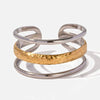 Wholesale Jewelry Stainless Steel Geometric Electroplating Three Layer Open Ring For Women