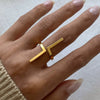 Wholesale Jewelry Stainless Steel Geometric Exaggerated Opening Ring For Women Electroplated Simple Cold Style