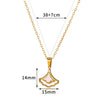 Wholesale Jewelry Stainless Steel Geometric Fanshaped Ginkgo Leaf Pendant Necklace With Electroplating