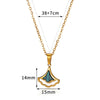 Wholesale Jewelry Stainless Steel Geometric Fanshaped Ginkgo Leaf Pendant Necklace With Electroplating