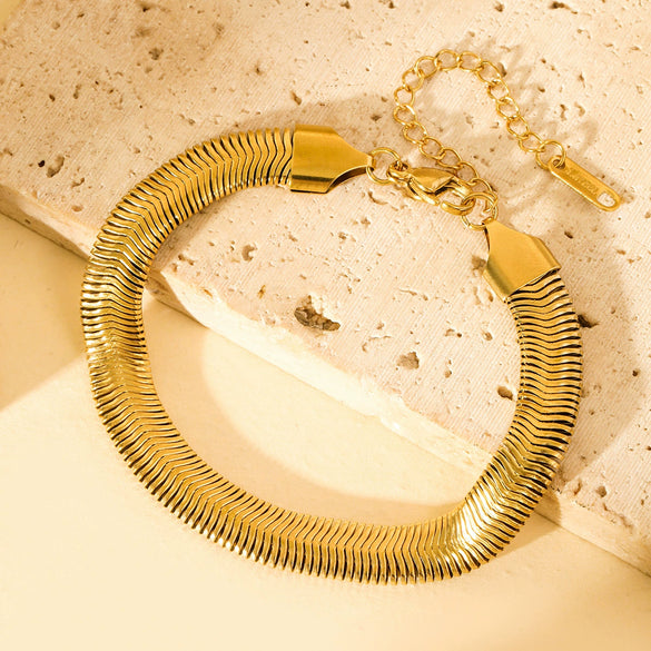 Wholesale Jewelry Stainless Steel Geometric Fashion Electroplated Snake Bone Bracelet For Women