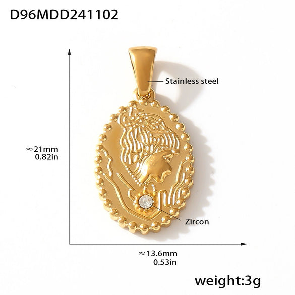 Wholesale Jewelry 316L Stainless Steel Geometric Fashion Pendant Accessories Furnace Vacuum Plating 18K Real Gold