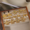 Wholesale Jewelry Stainless Steel Geometric Flower Pearl Ring And Earrings With Electroplating