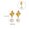 Wholesale Jewelry Stainless Steel Geometric Flower Pearl Ring And Earrings With Electroplating