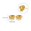 Wholesale Jewelry Stainless Steel Geometric Flower Pearl Ring And Earrings With Electroplating