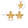 Wholesale Jewelry Stainless Steel Geometric Flower Pearl Ring And Earrings With Electroplating