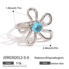 Wholesale Jewelry Stainless Steel Geometric Flower Ring With Multicolor Zirconium Electroplating For Women